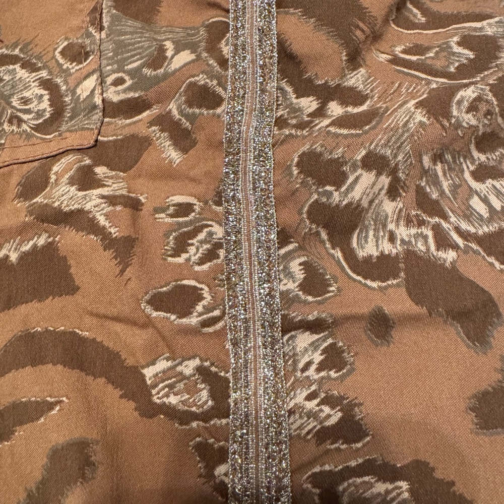 Brown Animal Print Pants Large. Very stretchy. Unique texted - Picture 2 of 5